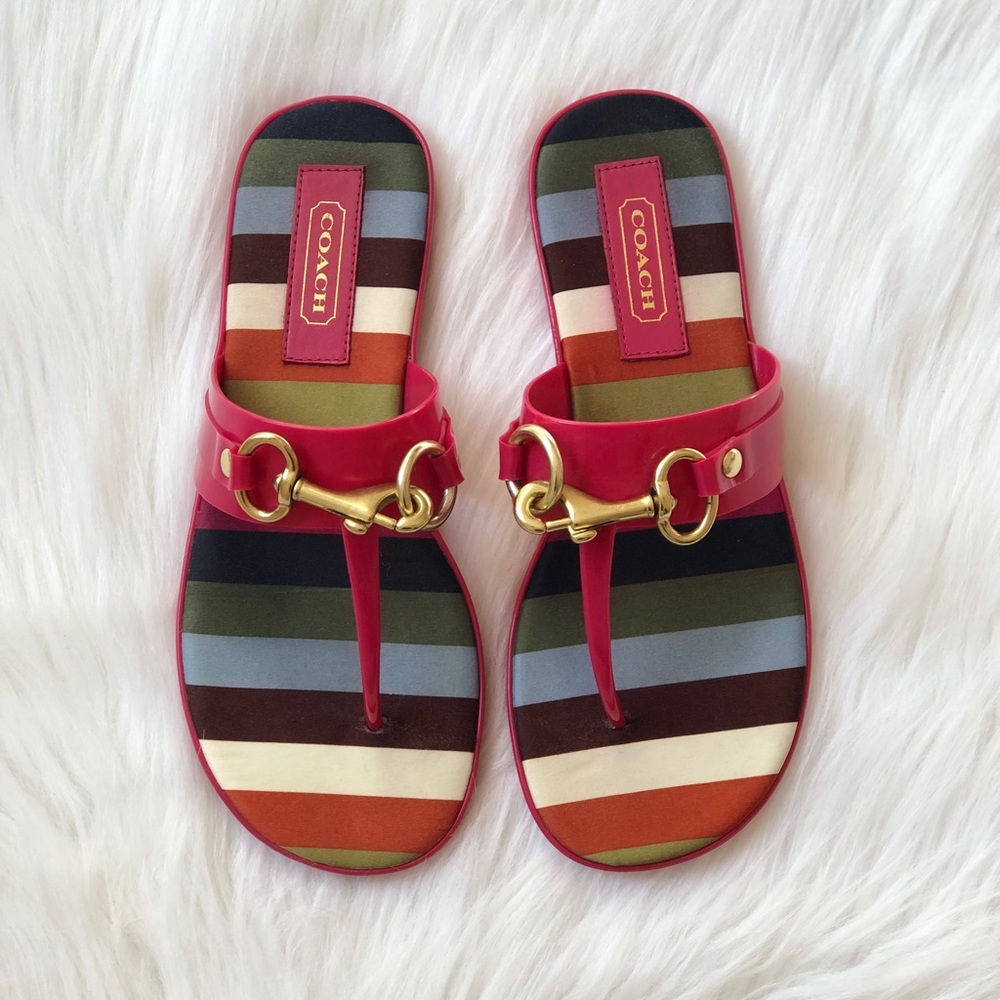 COACH Rikki Jelly Sandals with Legacy Stripes